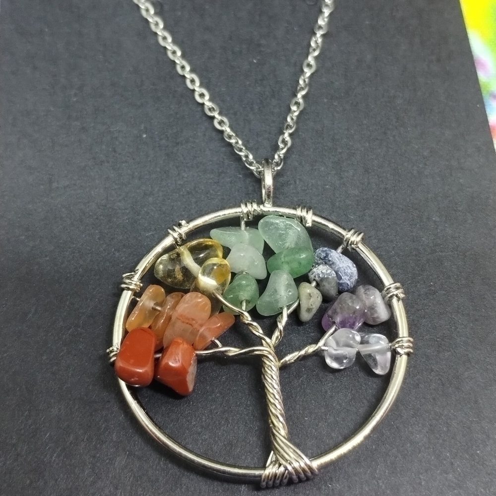 HANDMADE Chakra Healing Tree of Life Necklace